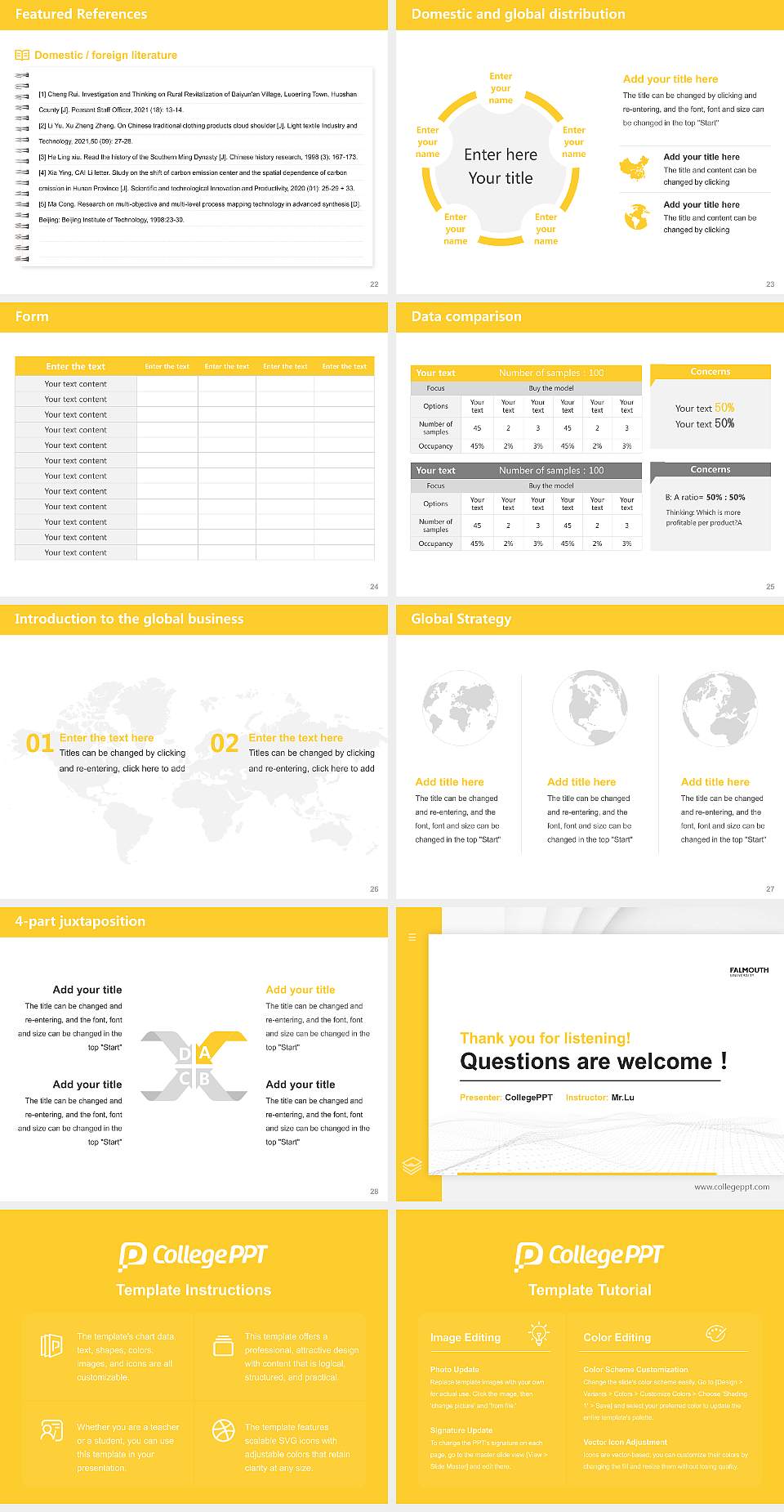 Falmouth University Thesis Proposal/Graduation Defense PPT Template4:3 ratio PPT effect preview image4