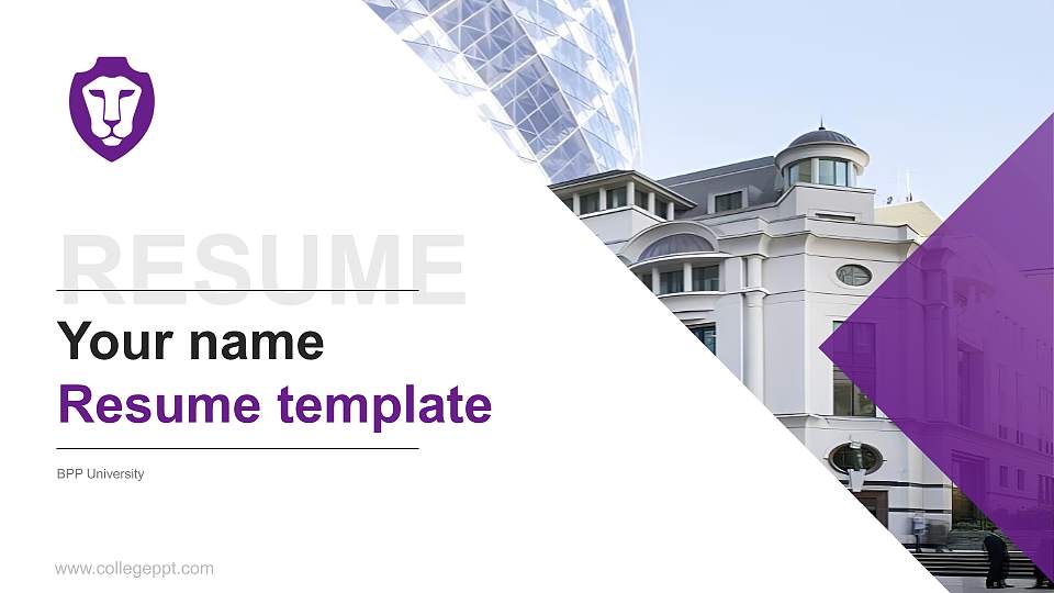 BPP University Resume PPT Template16:9 ratio PPT effect preview image