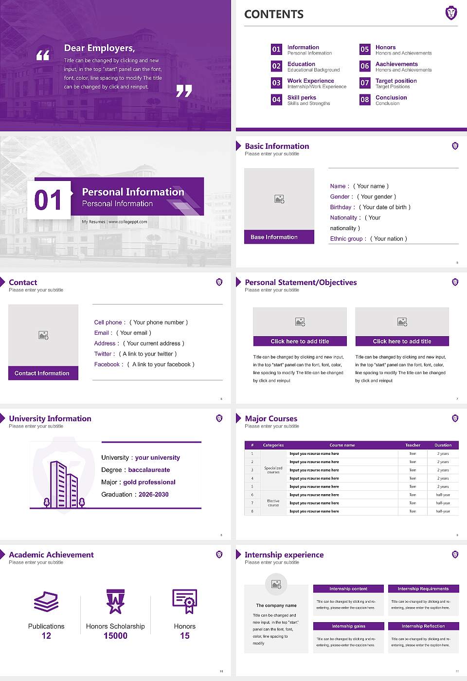 BPP University Resume PPT Template16:9 ratio PPT effect preview image2