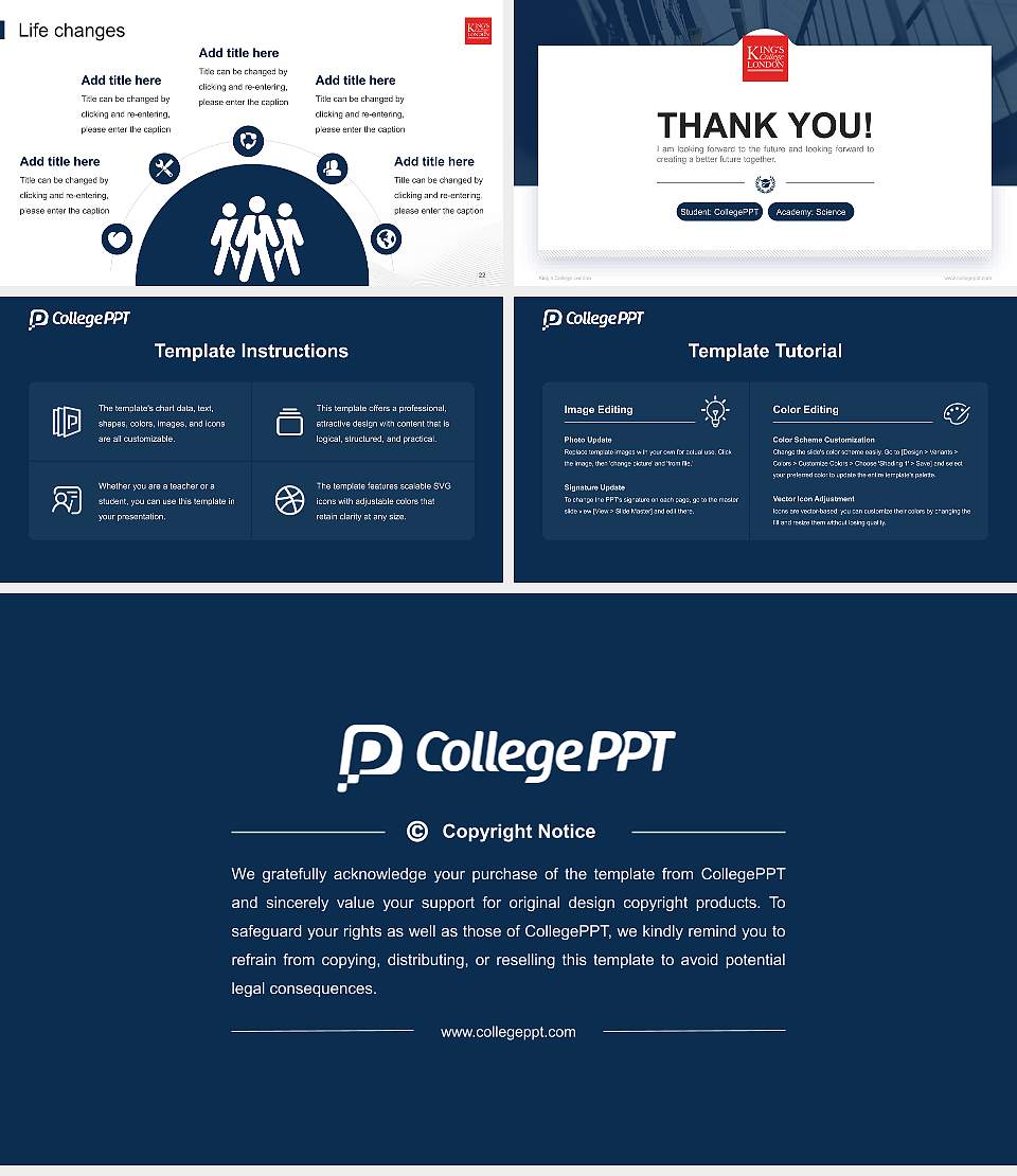 King’s College London National Scholarship Defense PPT Template16:9 ratio PPT effect preview image4