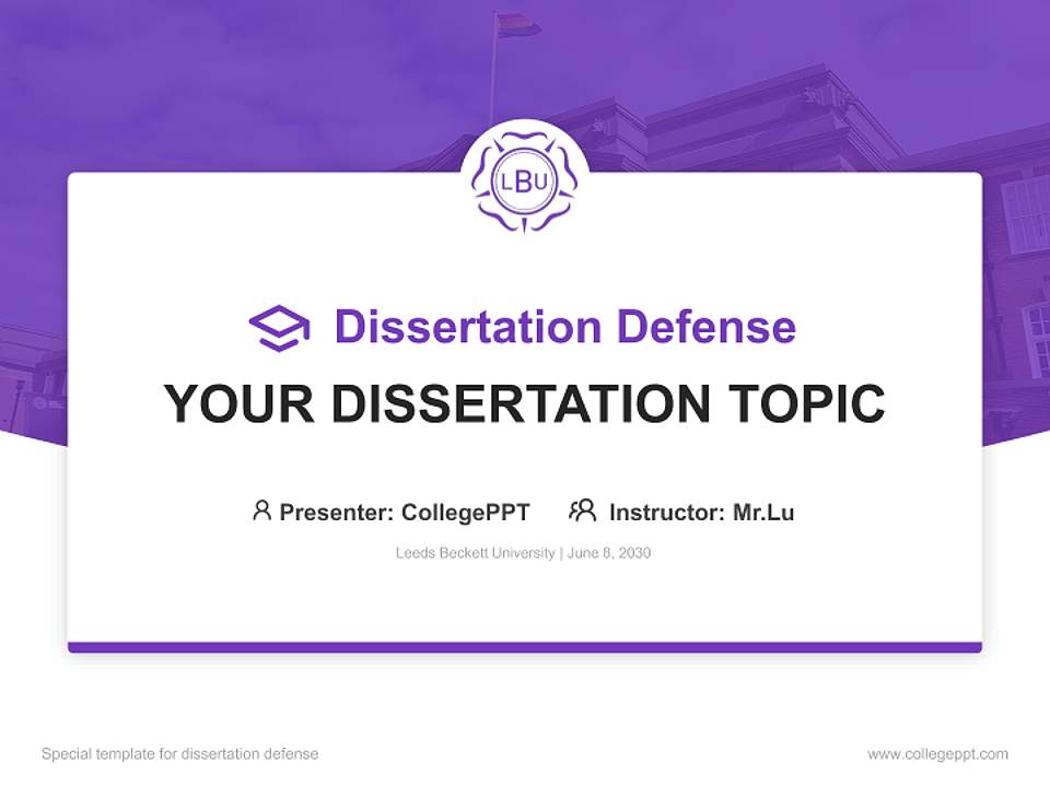 Leeds Beckett University Graduation Thesis Defense PPT Template4:3 ratio PPT effect preview image7