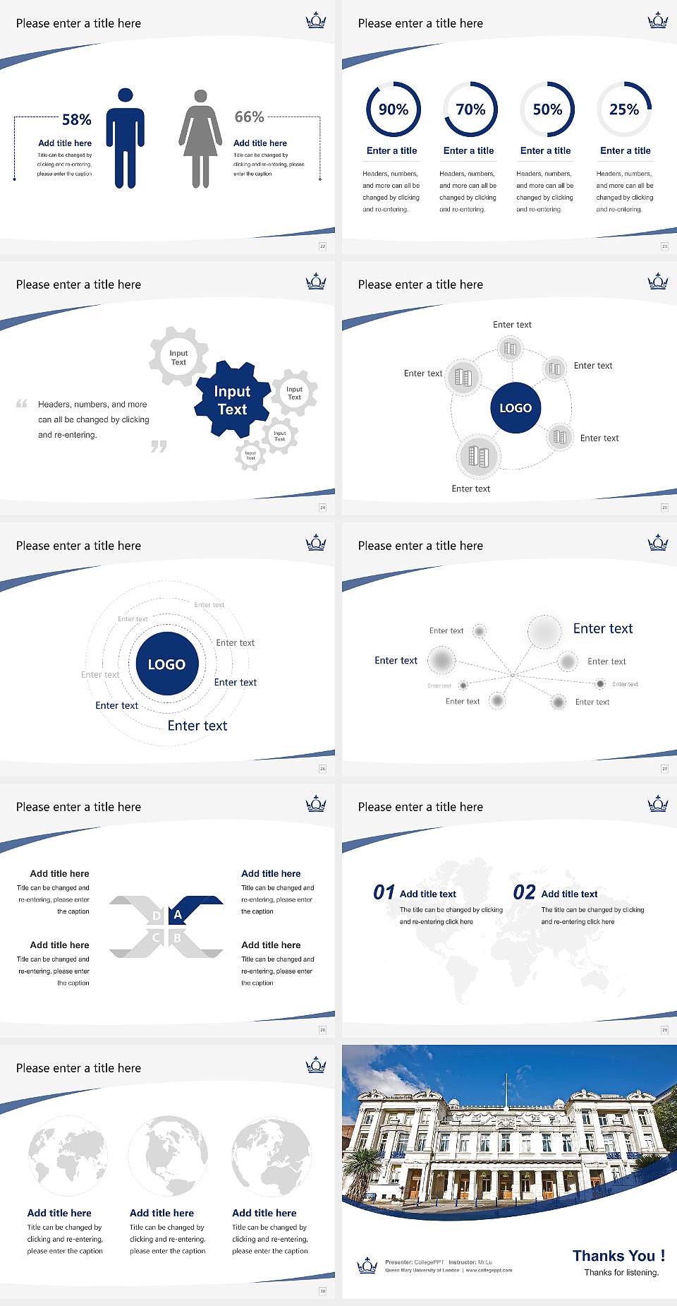 Queen Mary University of London Course/Courseware Creation PPT Template4:3 ratio PPT effect preview image4