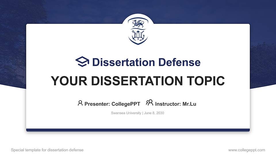 Swansea University Graduation Thesis Defense PPT Template16:9 ratio PPT effect preview image