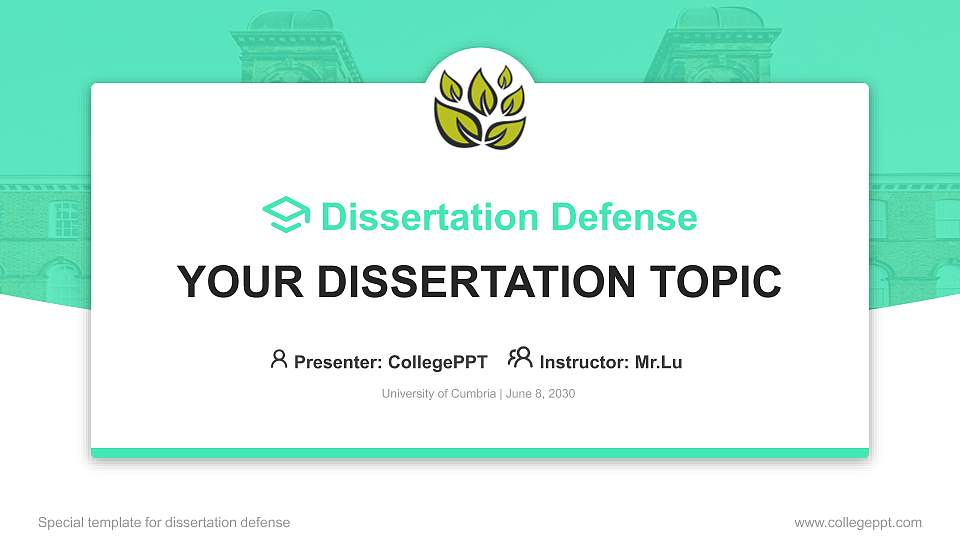 University of Cumbria Graduation Thesis Defense PPT Template16:9 ratio PPT effect preview image