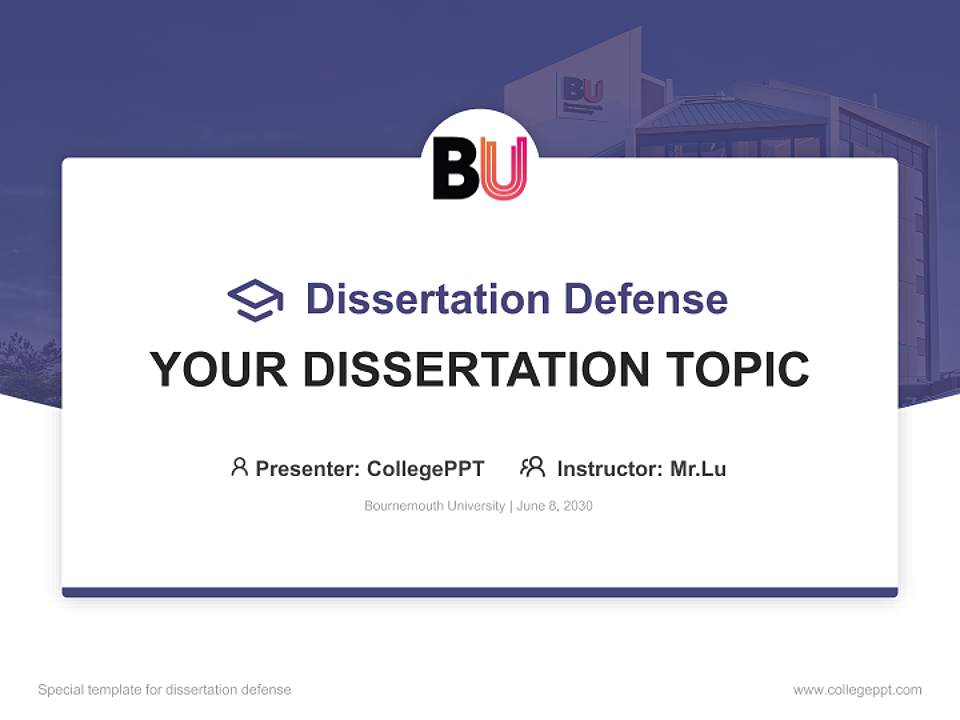 Bournemouth University Graduation Thesis Defense PPT Template4:3 ratio PPT effect preview image7