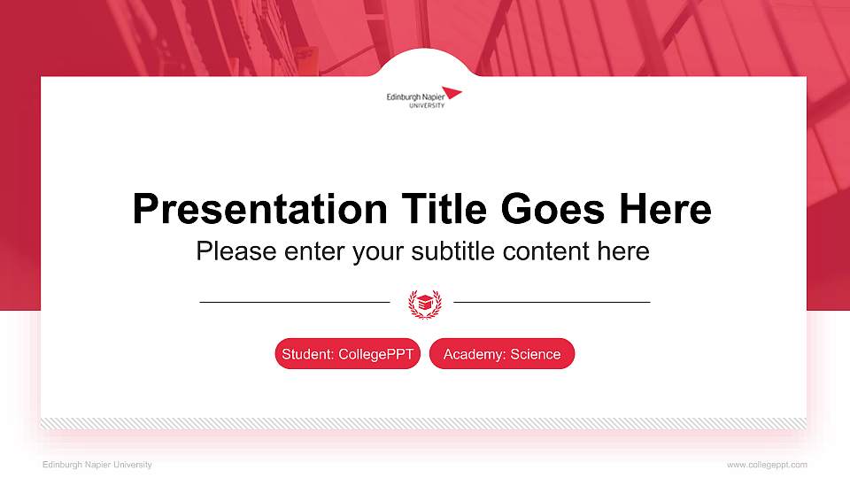 Edinburgh Napier University National Scholarship Defense PPT Template16:9 ratio PPT effect preview image