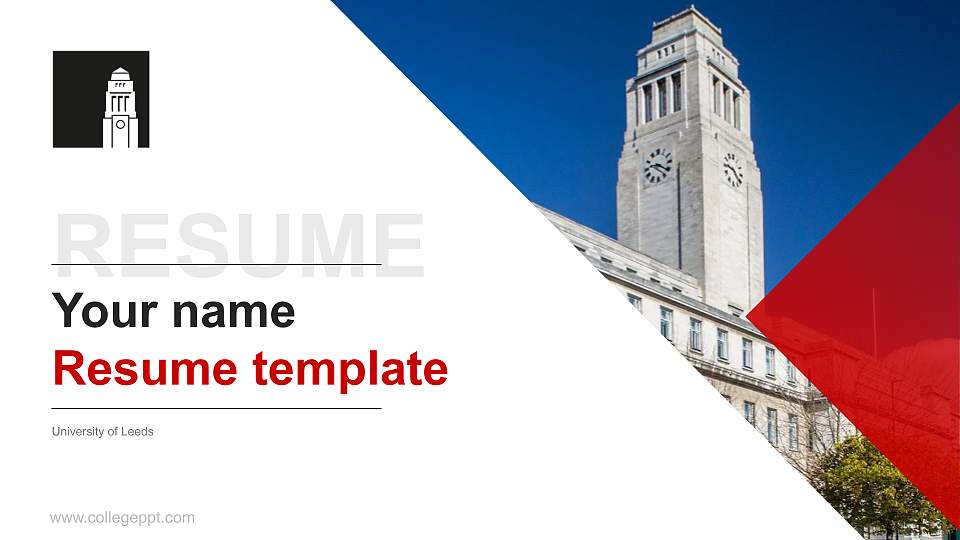 University of Leeds Resume PPT Template16:9 ratio PPT effect preview image