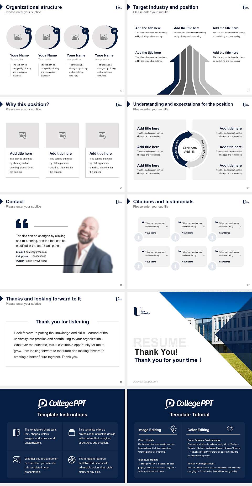 Ulster University Resume PPT Template4:3 ratio PPT effect preview image4