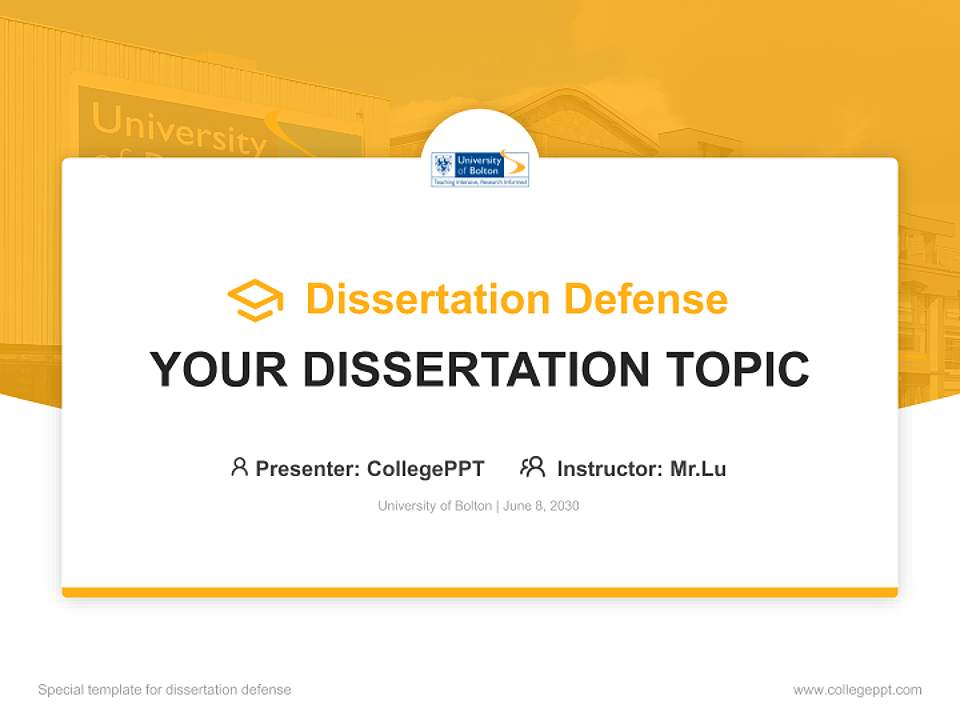University of Bolton Graduation Thesis Defense PPT Template4:3 ratio PPT effect preview image7