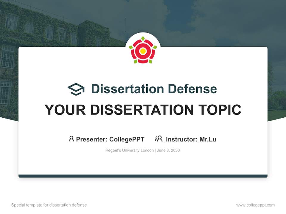 Regent’s University London Graduation Thesis Defense PPT Template4:3 ratio PPT effect preview image7