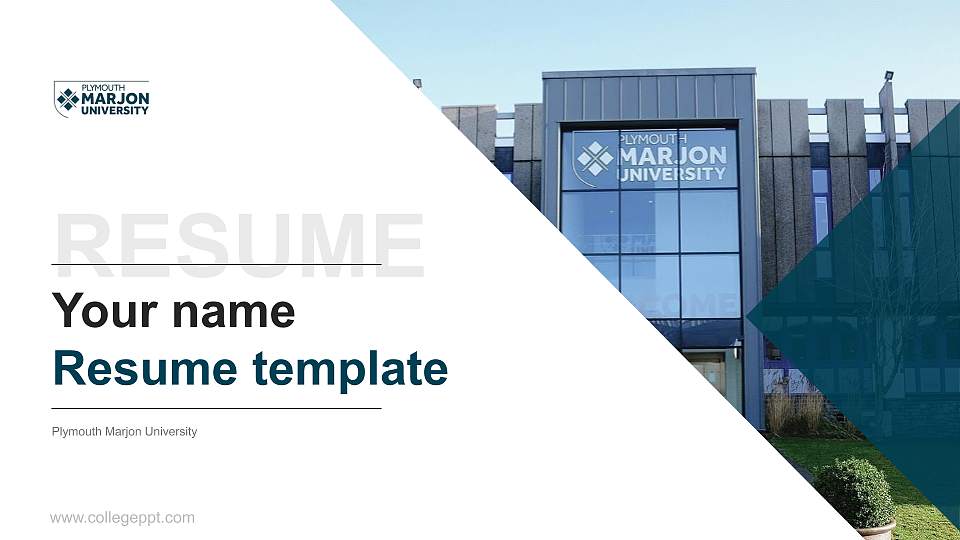 Plymouth Marjon University Resume PPT Template16:9 ratio PPT effect preview image
