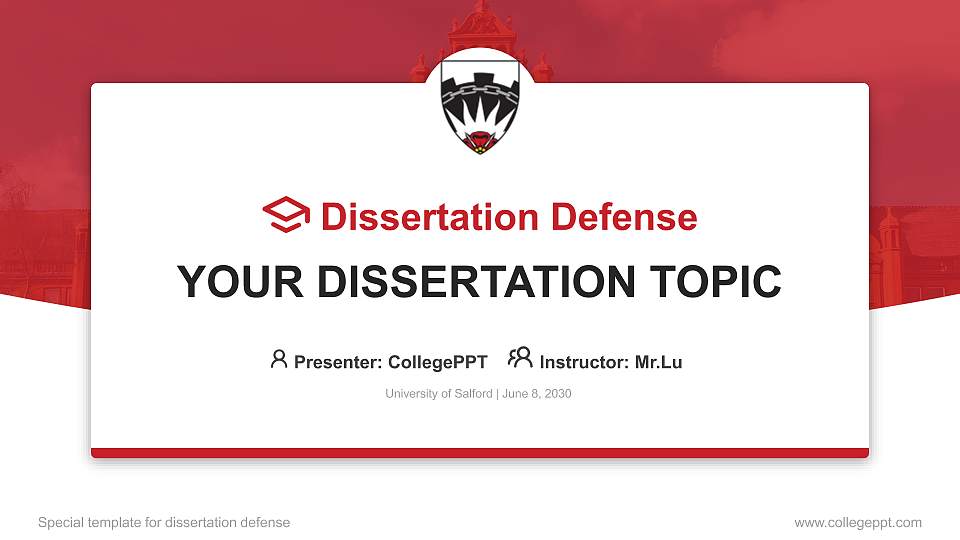 University of Salford Graduation Thesis Defense PPT Template16:9 ratio PPT effect preview image