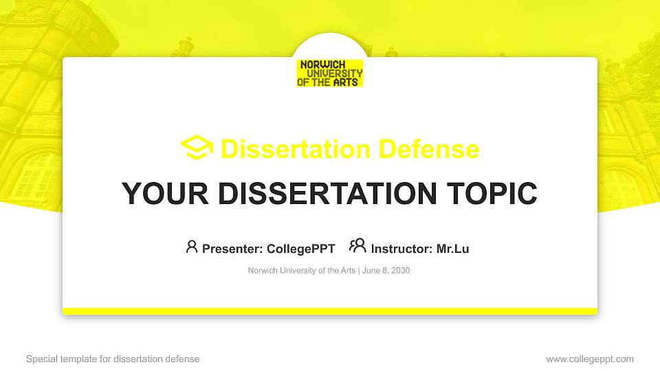 Norwich University of the Arts Graduation Thesis Defense PPT Template16:9 ratio PPT effect preview image