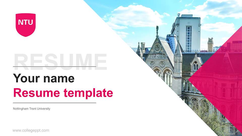 Nottingham Trent University Resume PPT Template16:9 ratio PPT effect preview image