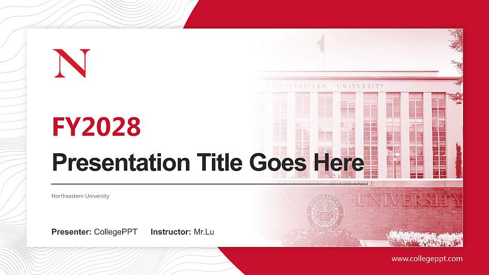Northeastern University Academic Presentation/Research Findings Report PPT Template16:9 ratio PPT effect preview image