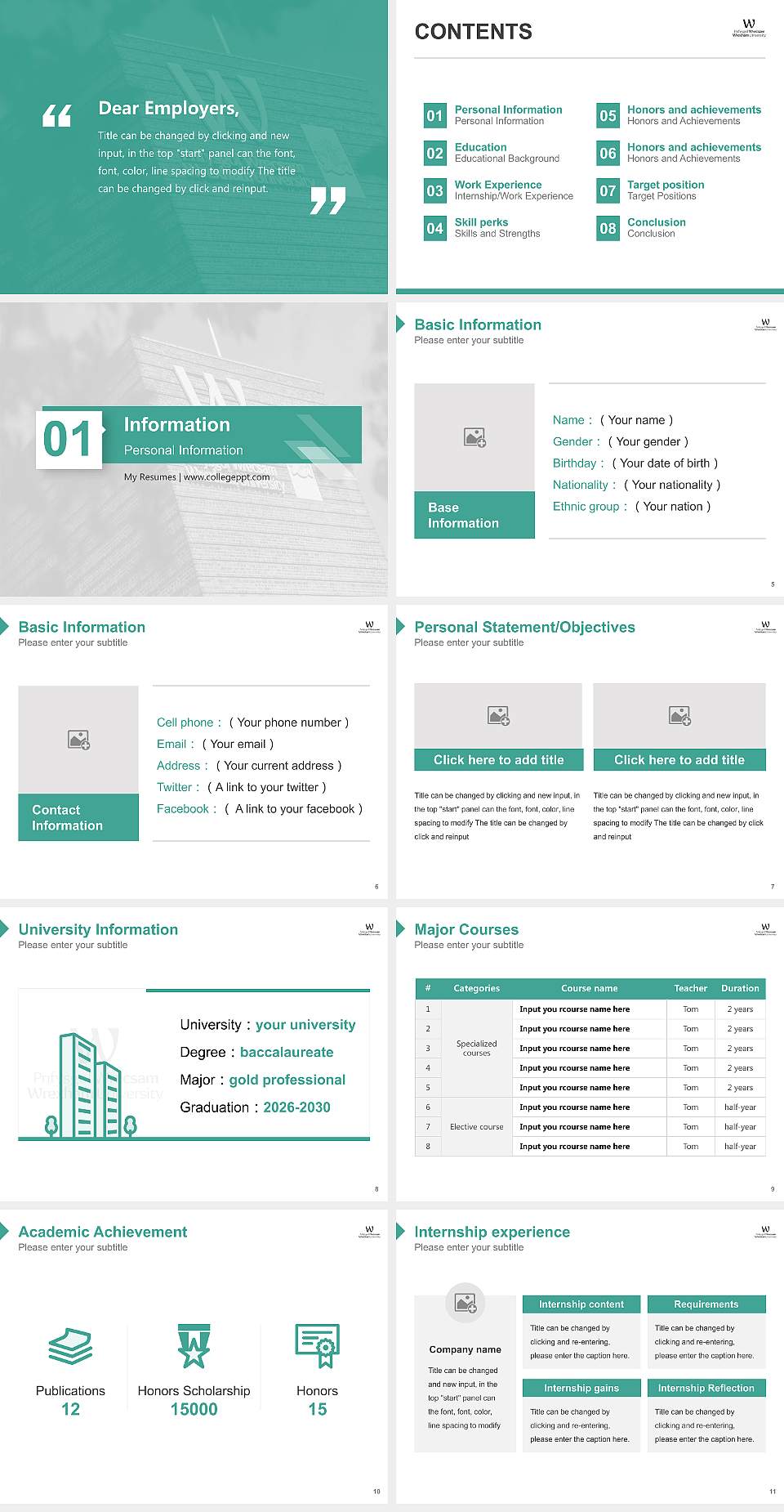 Wrexham Glynd?r University Resume PPT Template4:3 ratio PPT effect preview image2