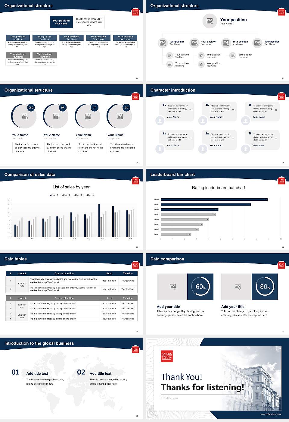 King’s College London Academic Presentation/Research Findings Report PPT Template16:9 ratio PPT effect preview image4