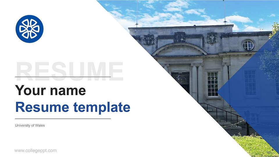 University of Wales Resume PPT Template16:9 ratio PPT effect preview image