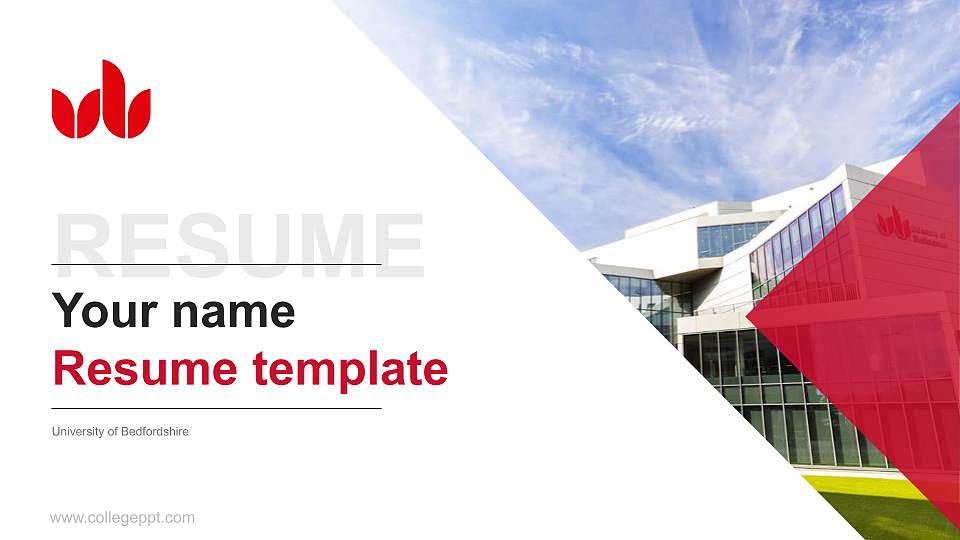 University of Bedfordshire Resume PPT Template16:9 ratio PPT effect preview image