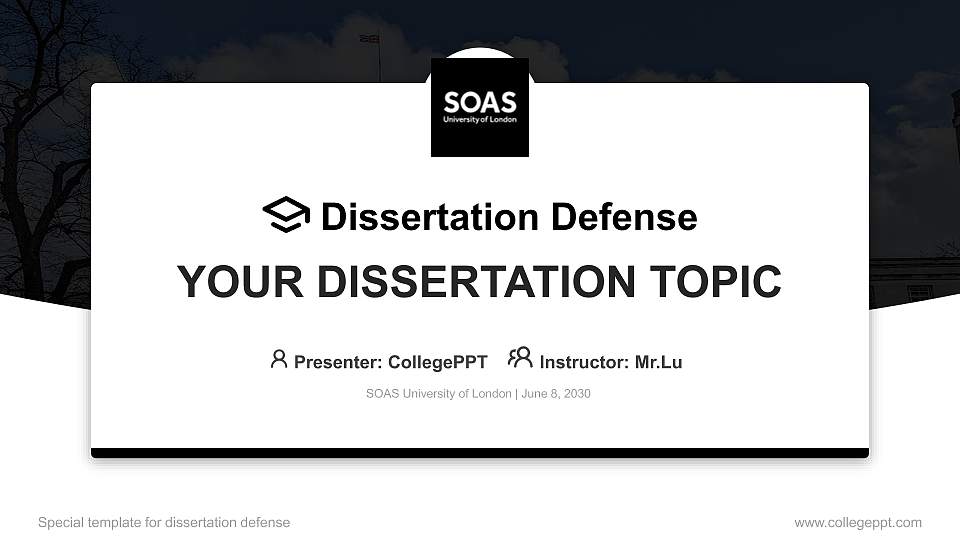SOAS University of London Graduation Thesis Defense PPT Template16:9 ratio PPT effect preview image1