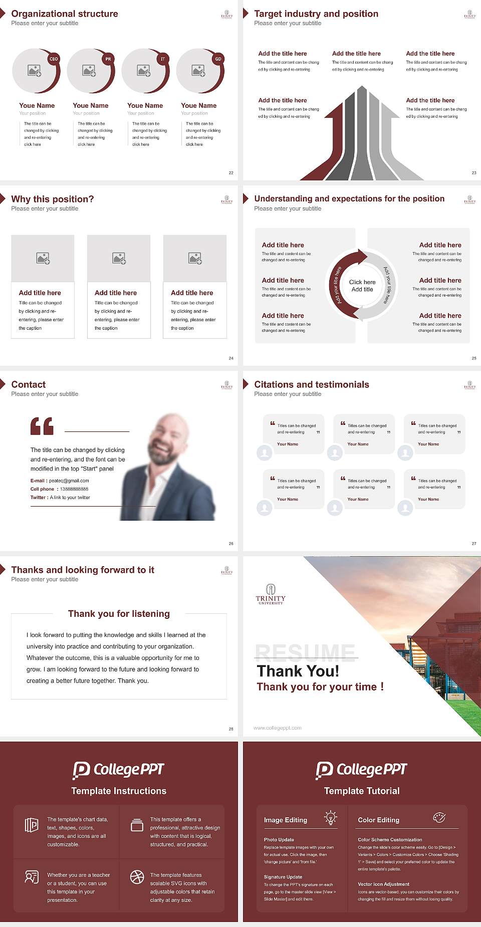 Trinity Universit Resume PPT Template4:3 ratio PPT effect preview image4