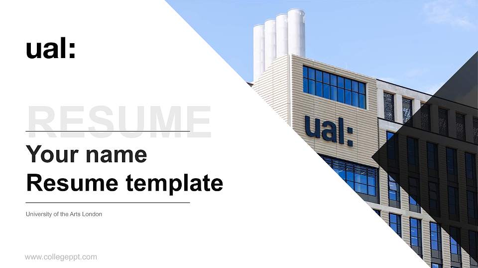 University of the Arts London Resume PPT Template16:9 ratio PPT effect preview image