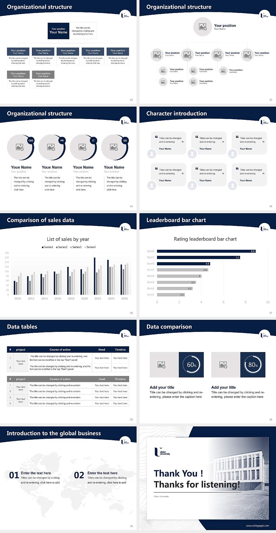 Ulster University Academic Presentation/Research Findings Report PPT Template4:3 ratio PPT effect preview image4