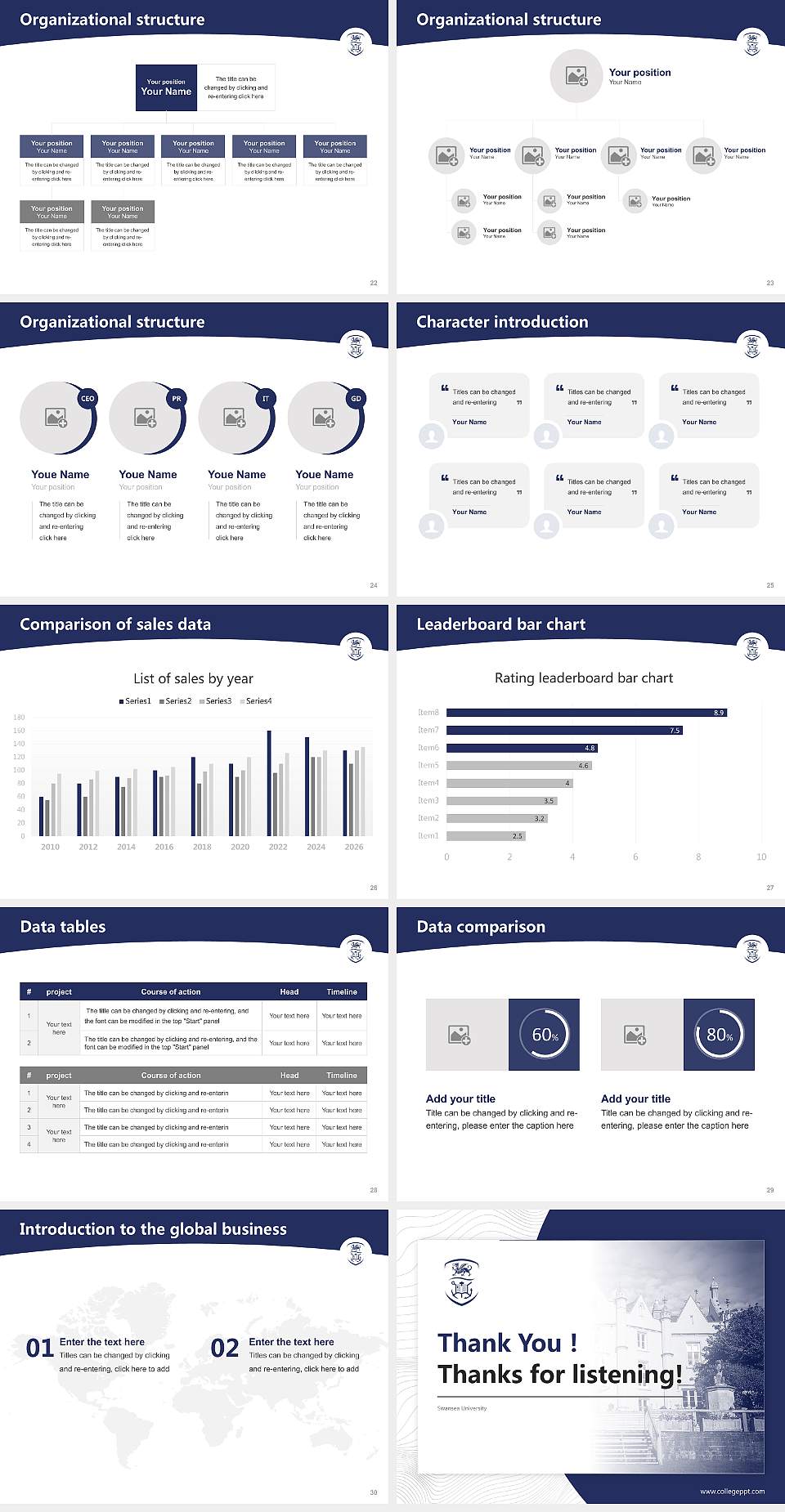 Swansea University Academic Presentation/Research Findings Report PPT Template4:3 ratio PPT effect preview image4