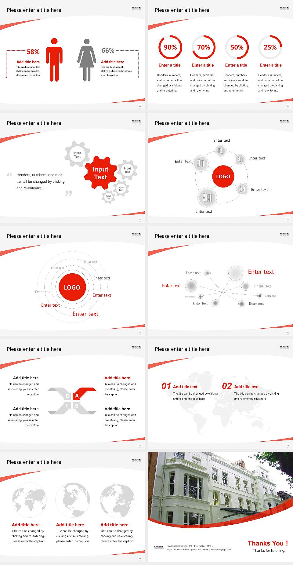 Royal Central School of Speech and Drama Course/Courseware Creation PPT Template4:3 ratio PPT effect preview image4