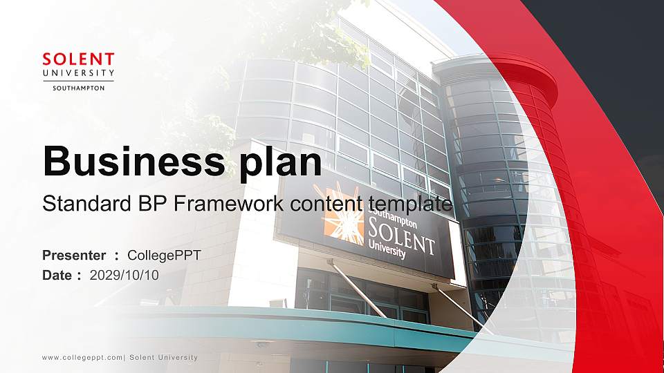 Solent University Competition/Entrepreneurship Contest PPT Template16:9 ratio PPT effect preview image