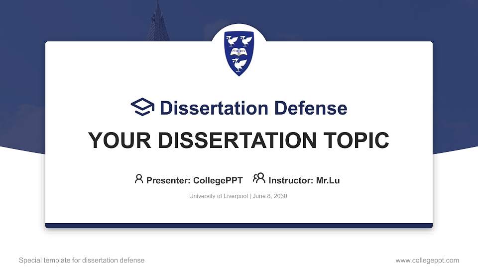 University of Liverpool Graduation Thesis Defense PPT Template16:9 ratio PPT effect preview image