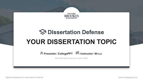 Oxford Brookes University Graduation Thesis Defense PPT Template