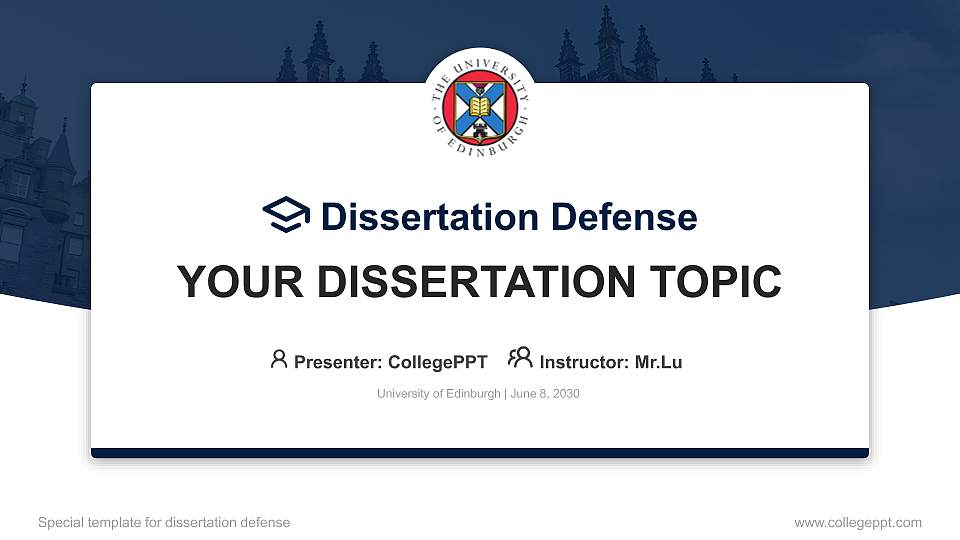 University of Edinburgh Graduation Thesis Defense PPT Template16:9 ratio PPT effect preview image