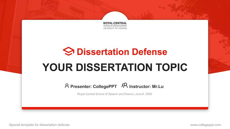 Royal Central School of Speech and Drama Graduation Thesis Defense PPT Template16:9 ratio PPT effect preview image