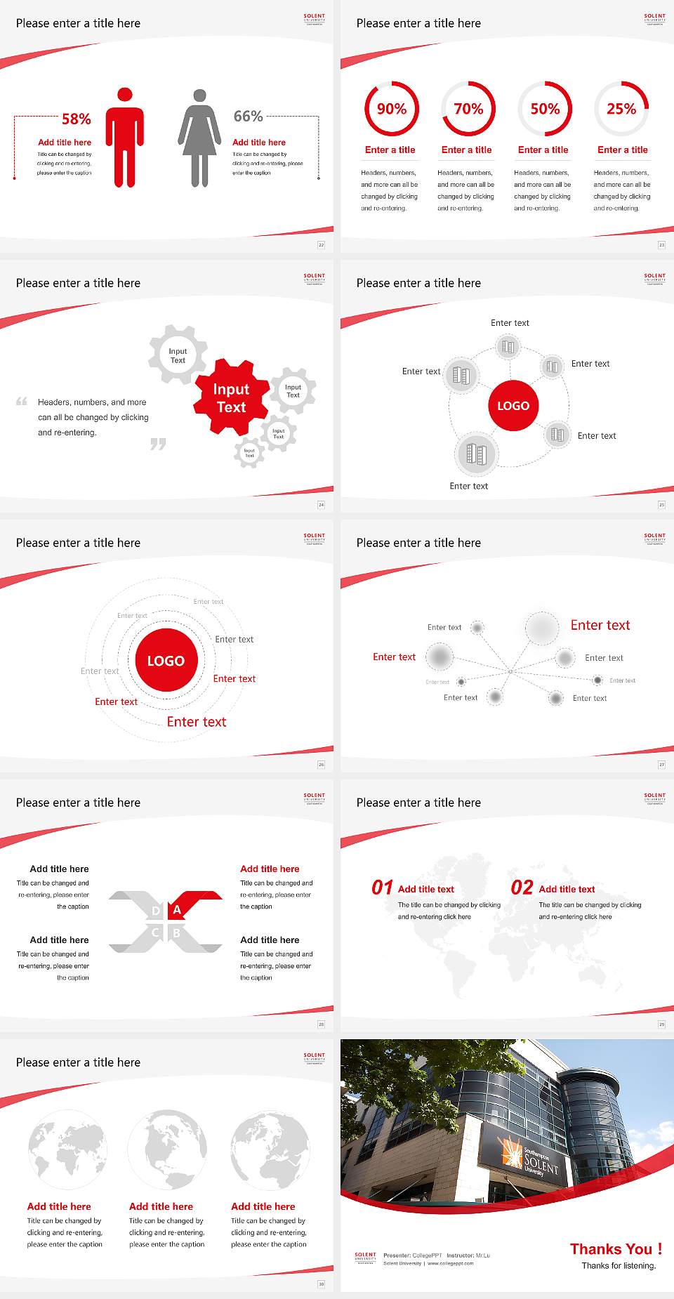 Solent University Course/Courseware Creation PPT Template4:3 ratio PPT effect preview image4