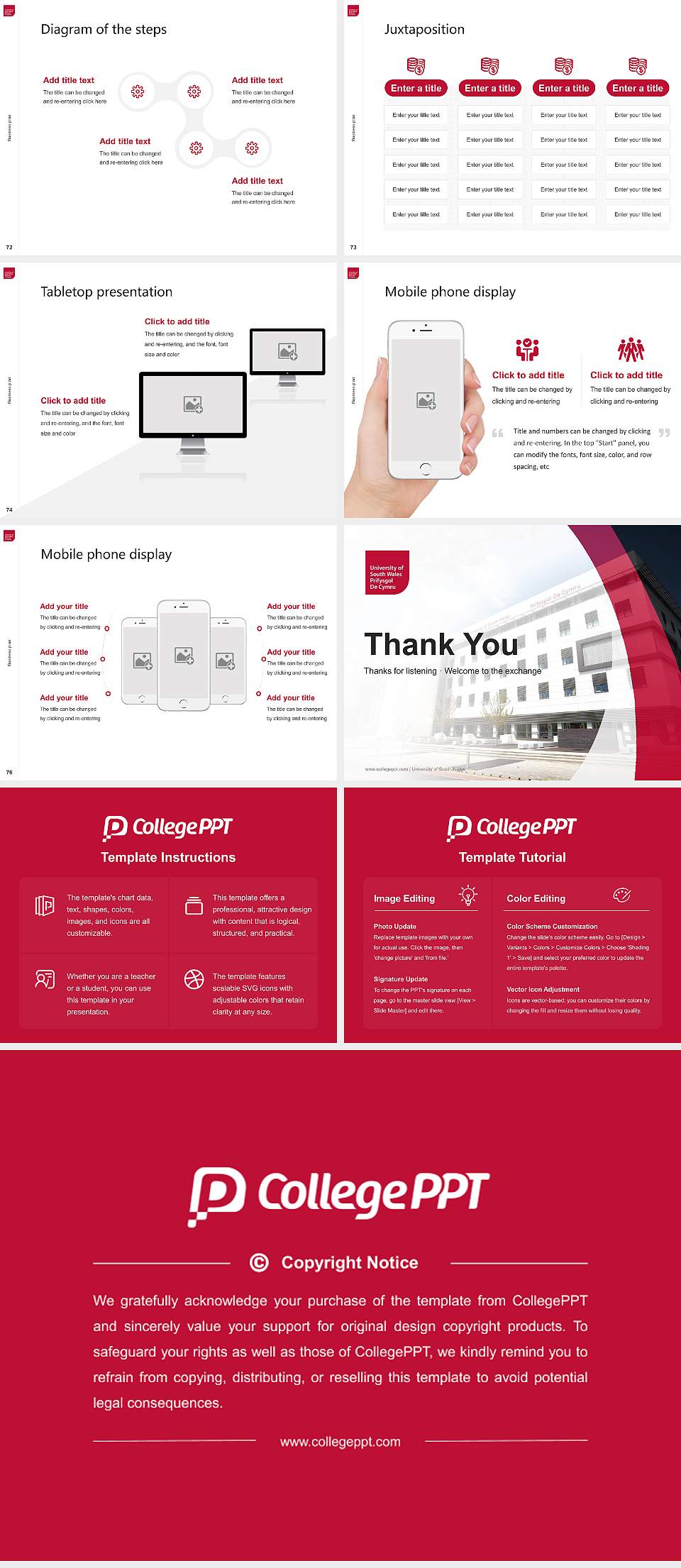 University of South Wales Competition/Entrepreneurship Contest PPT Template4:3 ratio PPT effect preview image9
