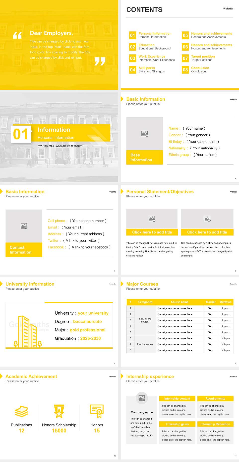 Goldsmiths, University of London Resume PPT Template4:3 ratio PPT effect preview image2