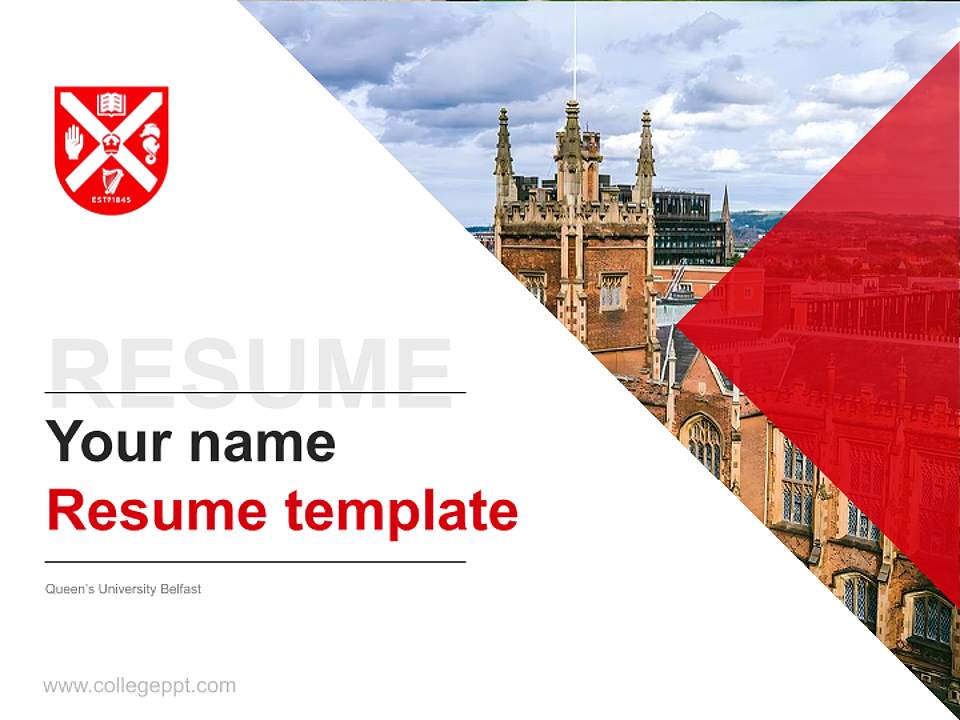 Queen’s University Belfast Resume PPT Template4:3 ratio PPT effect preview image5