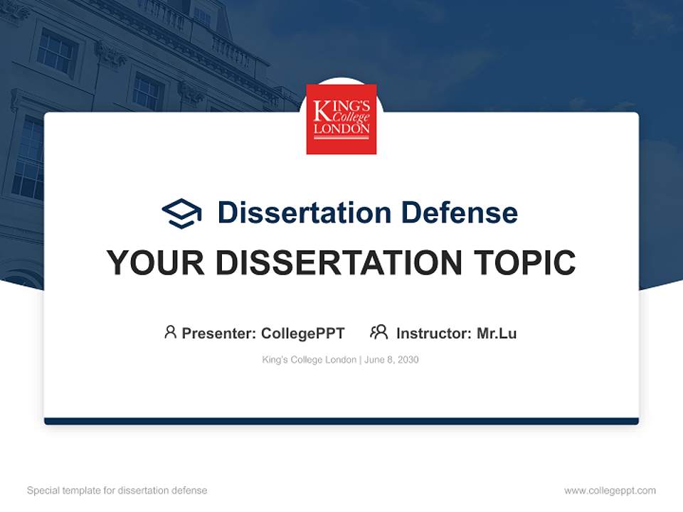King’s College London Graduation Thesis Defense PPT Template4:3 ratio PPT effect preview image7