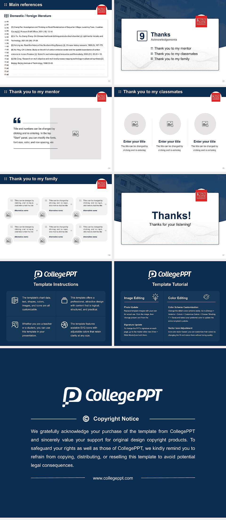 King’s College London Graduation Thesis Defense PPT Template4:3 ratio PPT effect preview image7