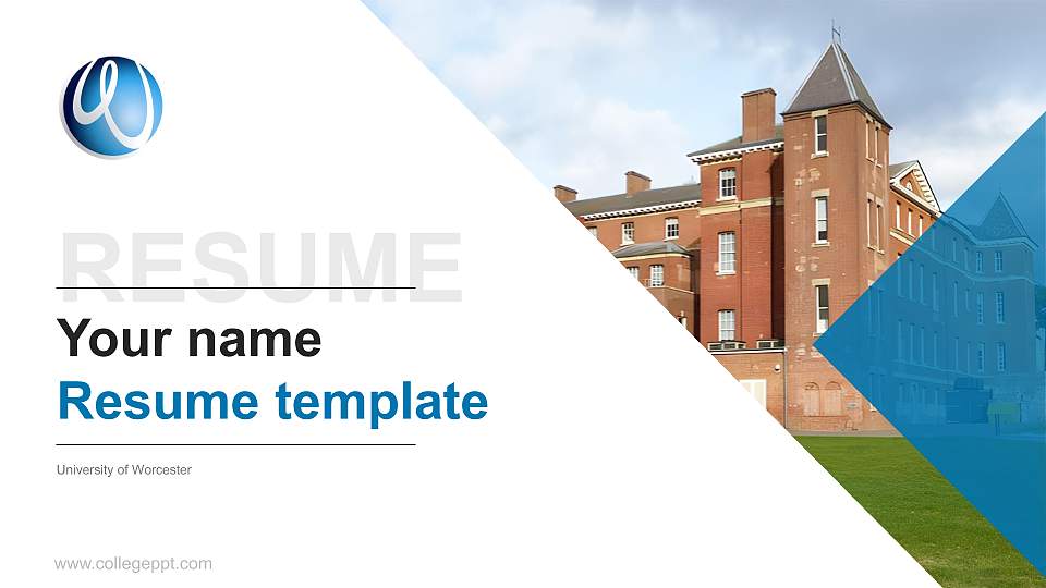 University of Worcester Resume PPT Template16:9 ratio PPT effect preview image