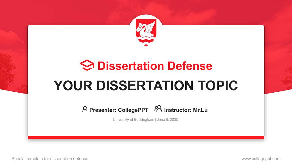 University of Buckingham Graduation Thesis Defense PPT Template16:9 ratio PPT effect preview image