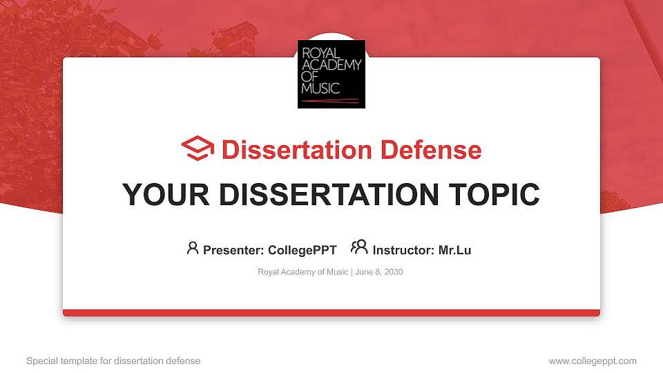 Royal Academy of Music Graduation Thesis Defense PPT Template16:9 ratio PPT effect preview image