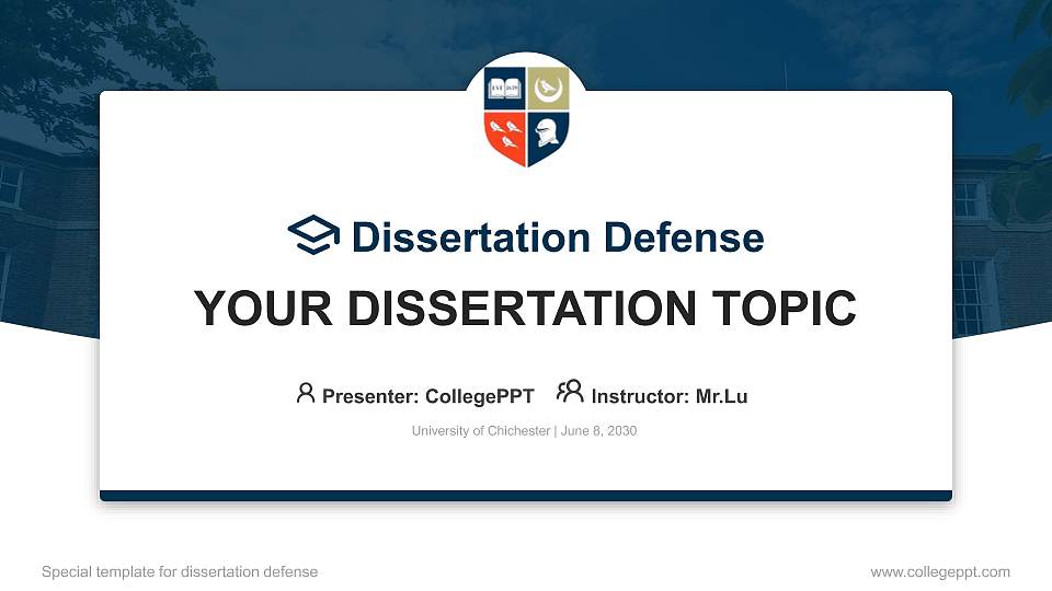 University of Chichester Graduation Thesis Defense PPT Template16:9 ratio PPT effect preview image
