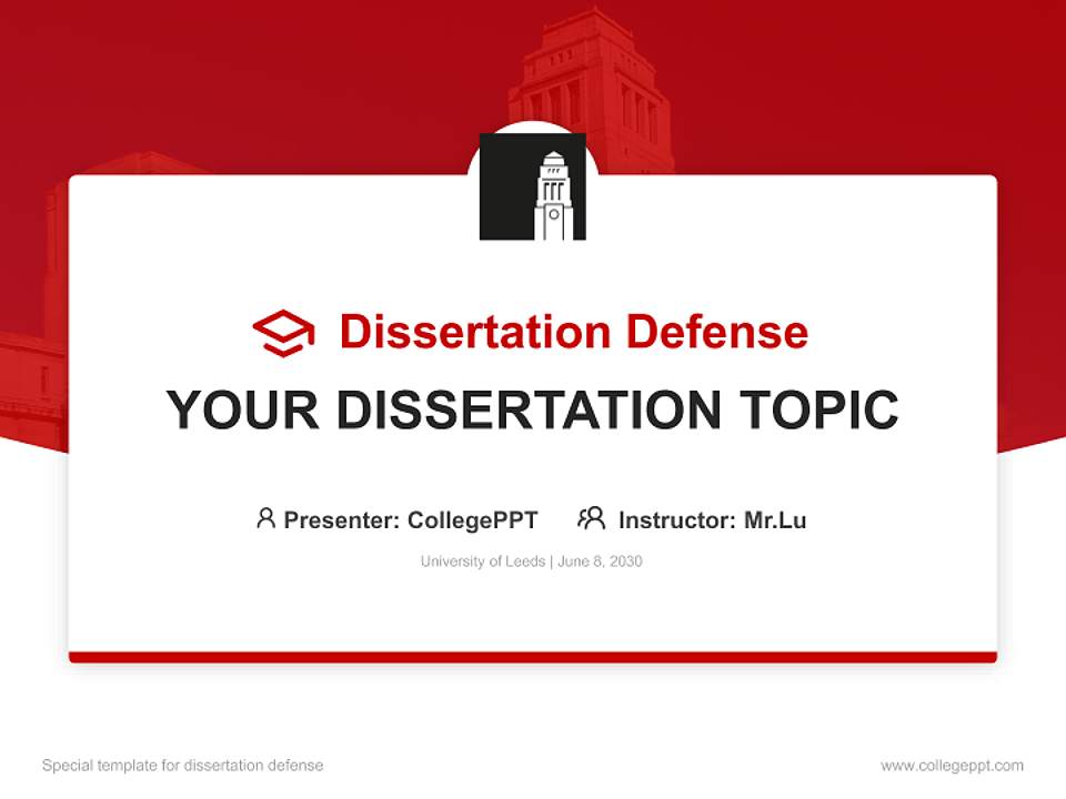 University of Leeds Graduation Thesis Defense PPT Template4:3 ratio PPT effect preview image7