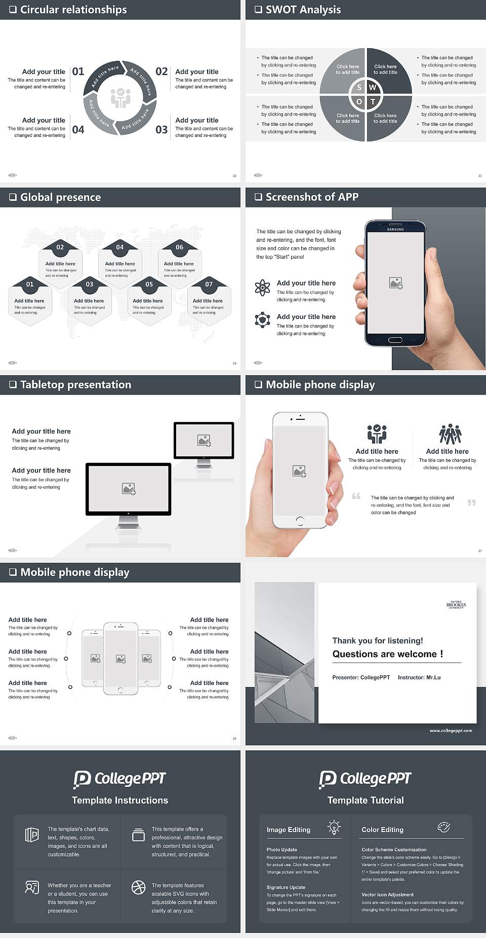Oxford Brookes University General Purpose PPT Template4:3 ratio PPT effect preview image5