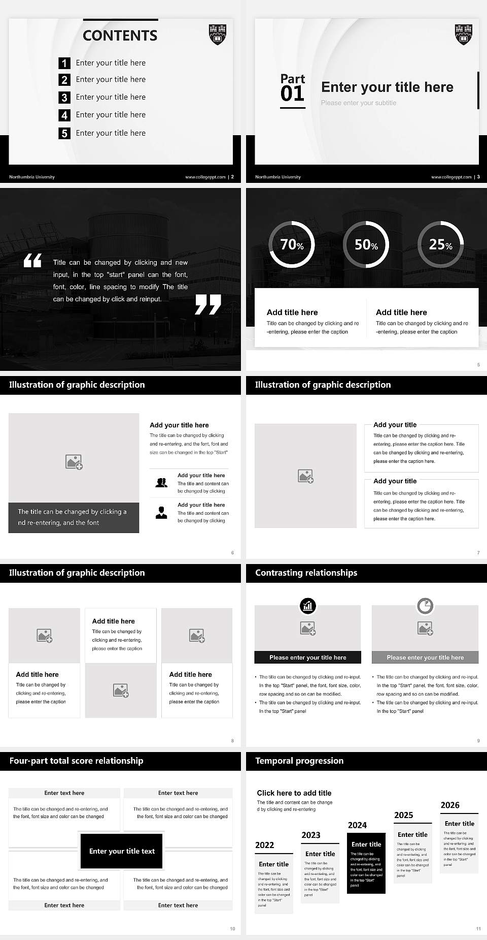Northumbria University Thesis Proposal/Graduation Defense PPT Template4:3 ratio PPT effect preview image2