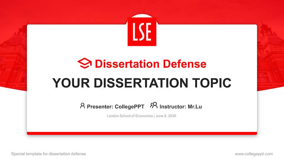 London School of Economics Graduation Thesis Defense PPT Template16:9 ratio PPT effect preview image