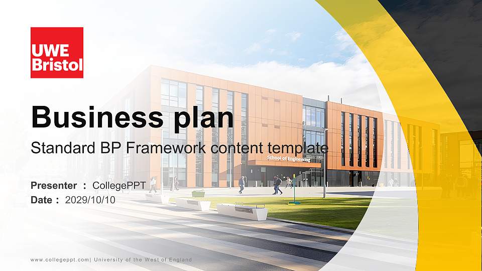 University of the West of England Competition/Entrepreneurship Contest PPT Template16:9 ratio PPT effect preview image