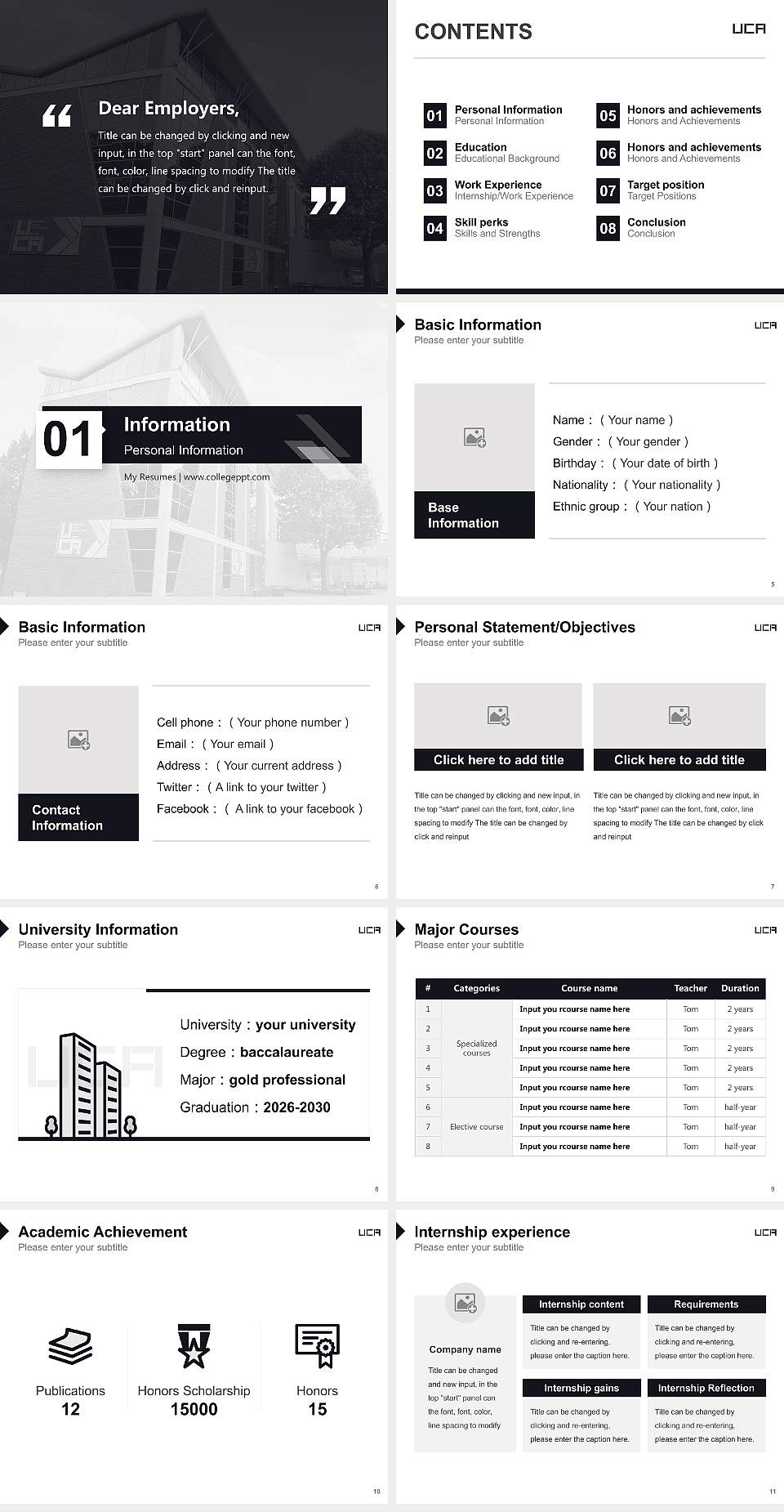 University for the Creative Arts Resume PPT Template4:3 ratio PPT effect preview image2
